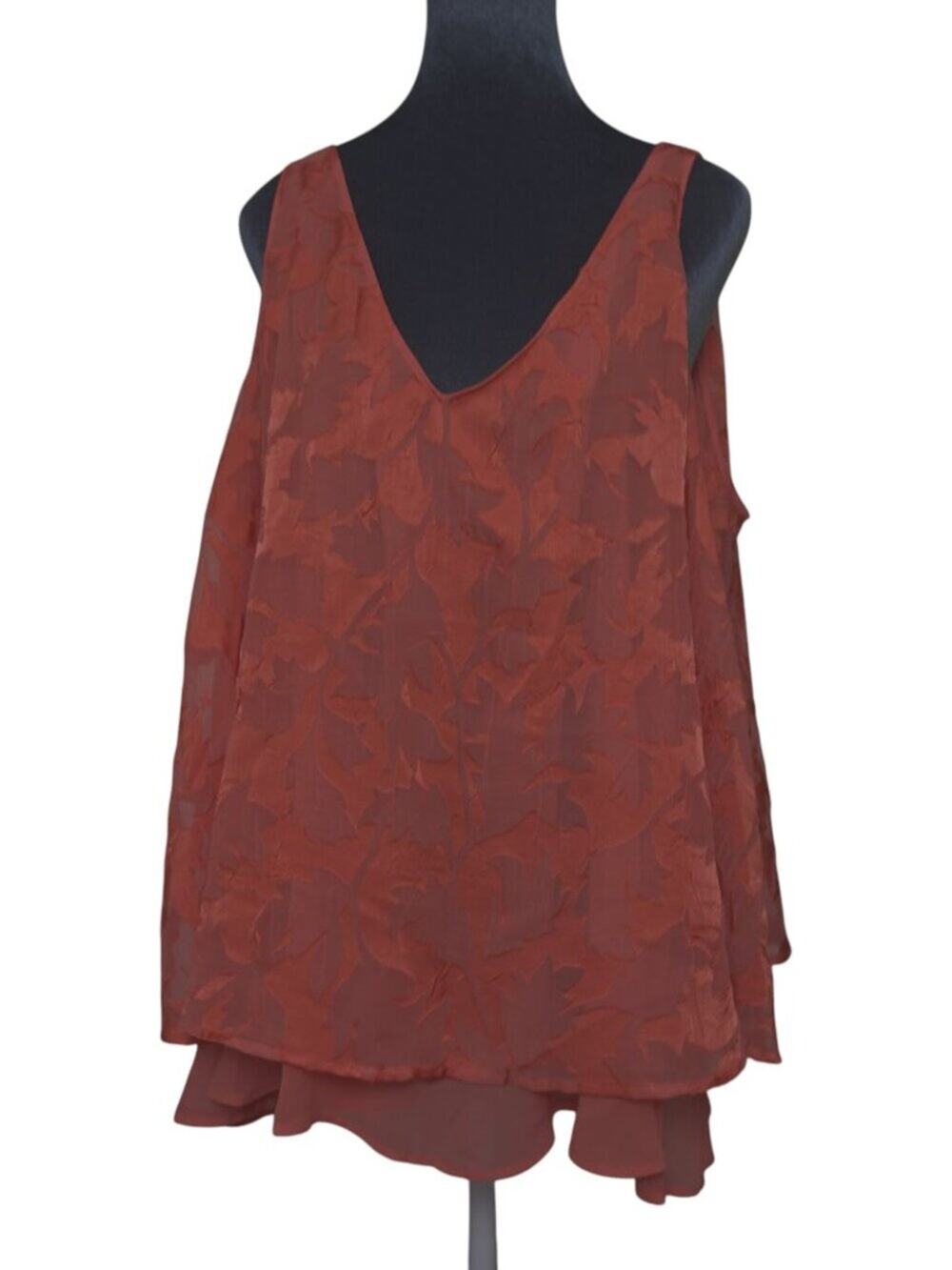 Lane Bryant Coral Floral Jacquard V-Neck Sleeveless Top Size 22